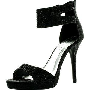 Bling-1 Women's Glitter Stiletto Ankle Cuff Back Zip Dress Sandals